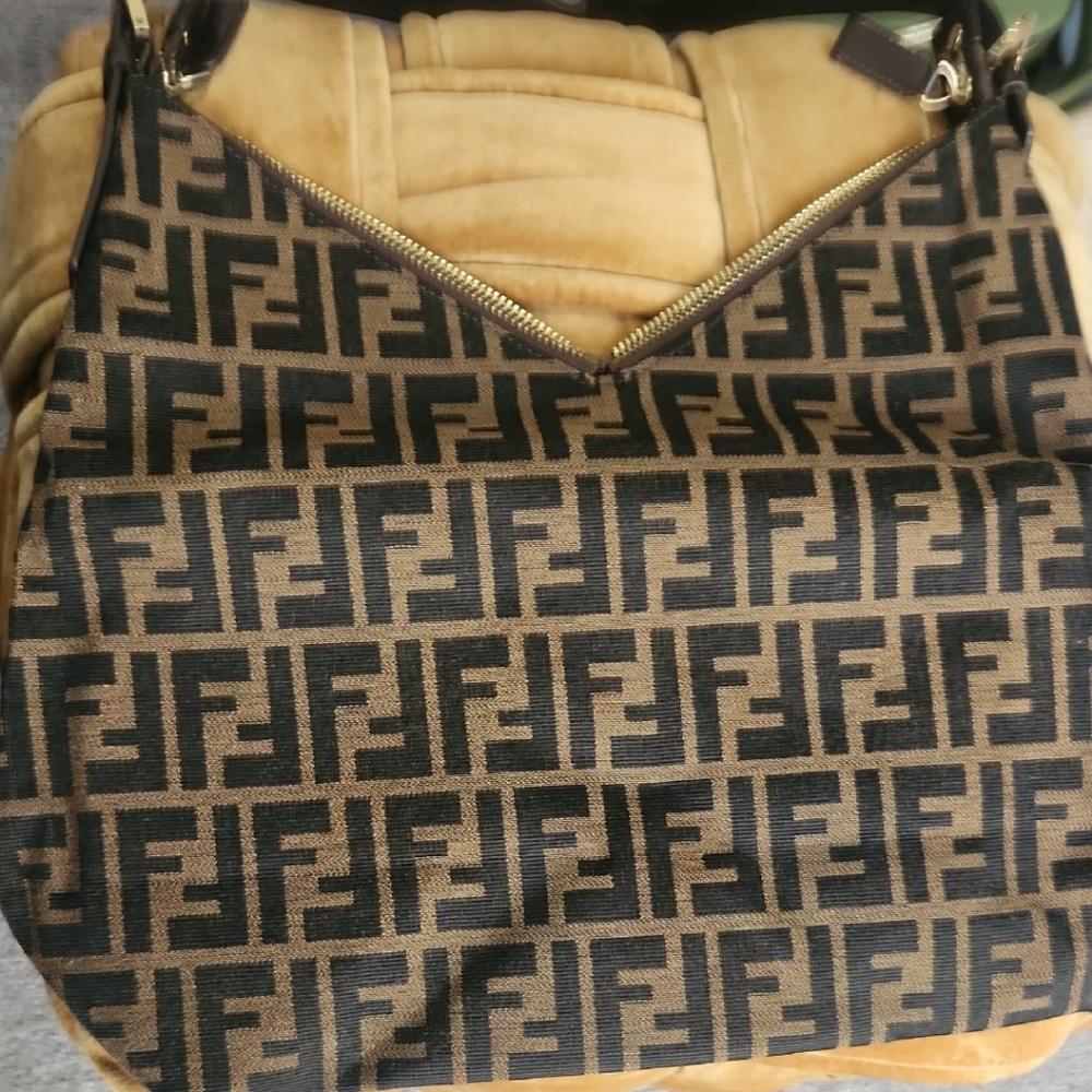Fendi Tan and Black Monogram Tote